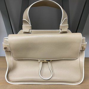 Lindsey Nicole Tribeca Satchel in Nude with White and Gold Trim